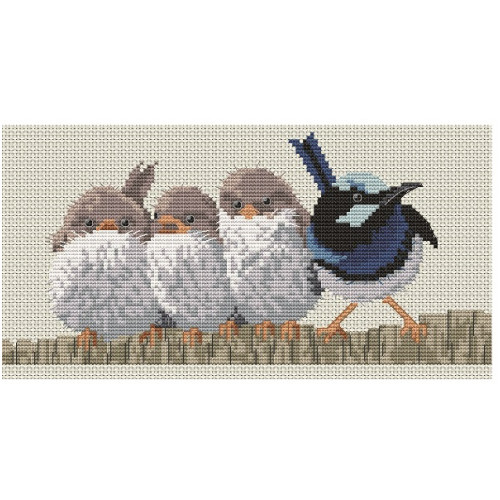 Wrens on the Fence cross stitch chart by Maureen Maguire